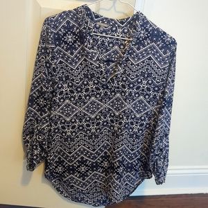 Charming Charlie half sleeve blue and white size small